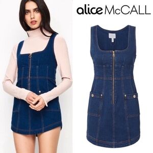 Alice Mccall On & Off Denim Jean Front Zip Mini Dress Size 2